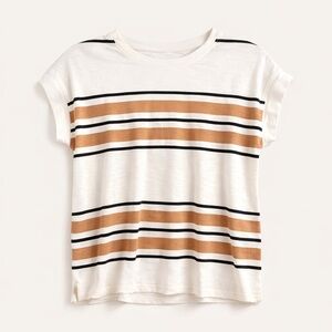 Joie | Pima Cotton Striped Tee Camel Black White Soft Luxury Top Size XS